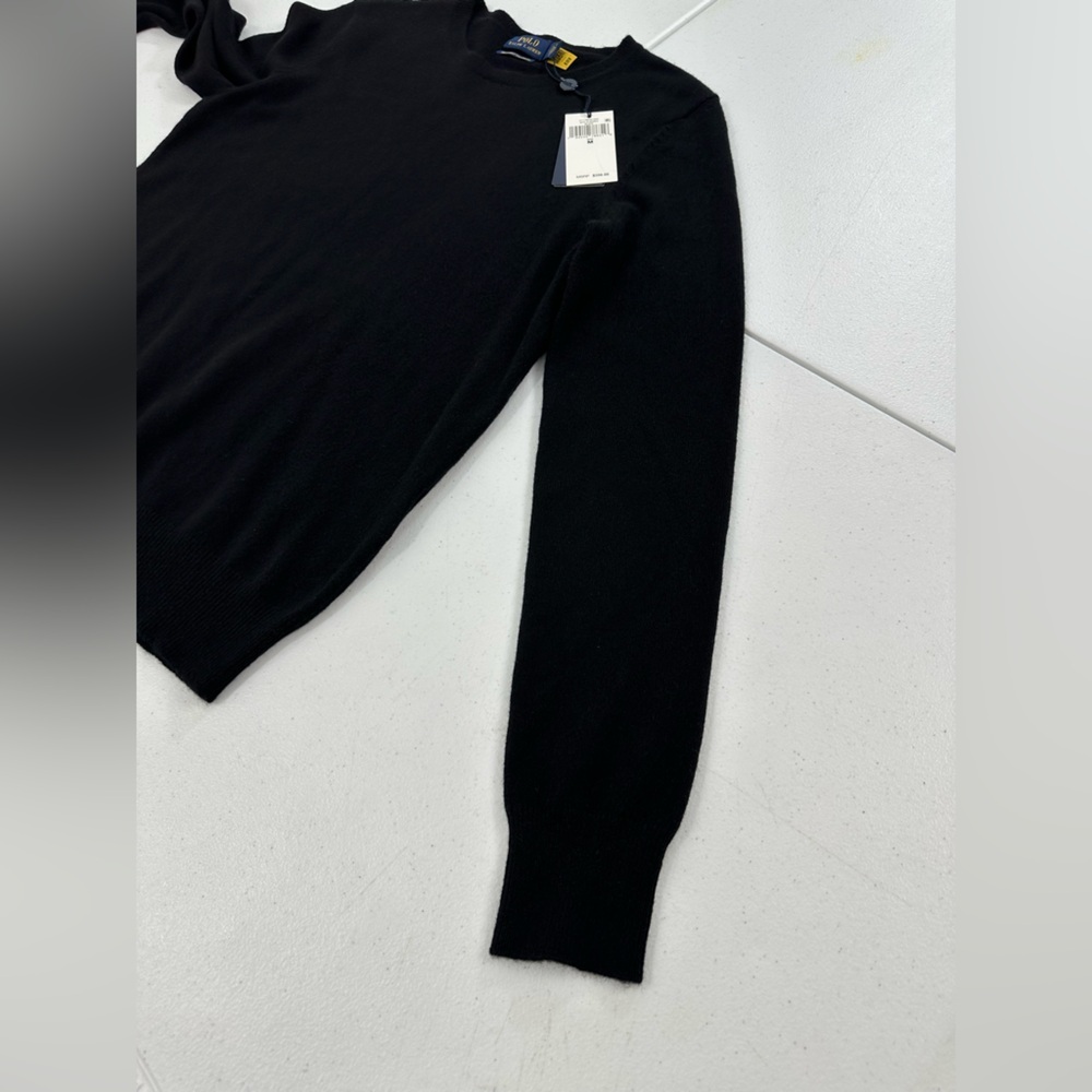 Polo Ralph Lauren Washable Cashmere Crewneck Sweater Black Preppy Old Money M - Picture 8 of 15